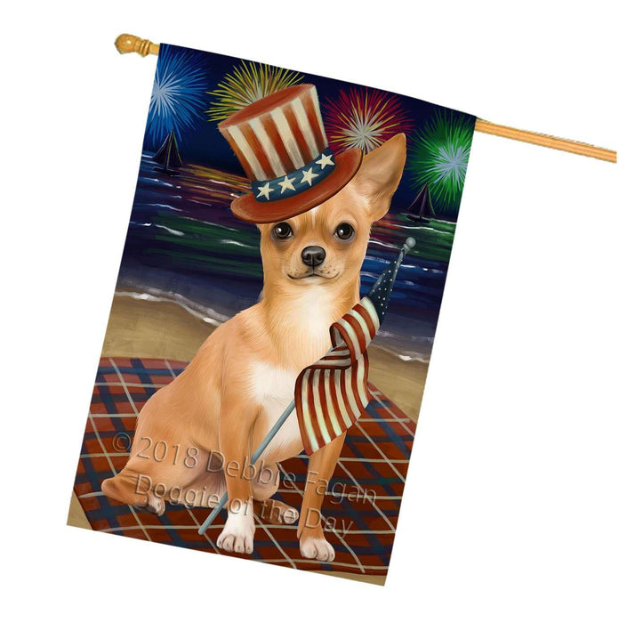 4th of July Independence Day Firework Chihuahua Dog House Flag FLG48844