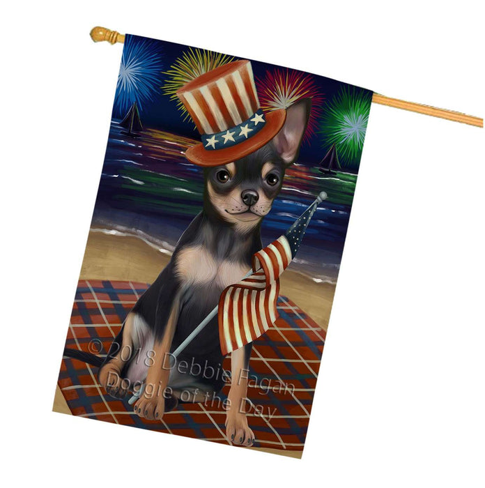 4th of July Independence Day Firework Chihuahua Dog House Flag FLG48845