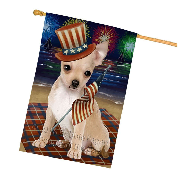4th of July Independence Day Firework Chihuahua Dog House Flag FLG48846