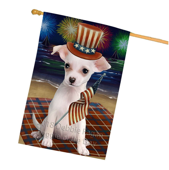 4th of July Independence Day Firework Chihuahua Dog House Flag FLG48847