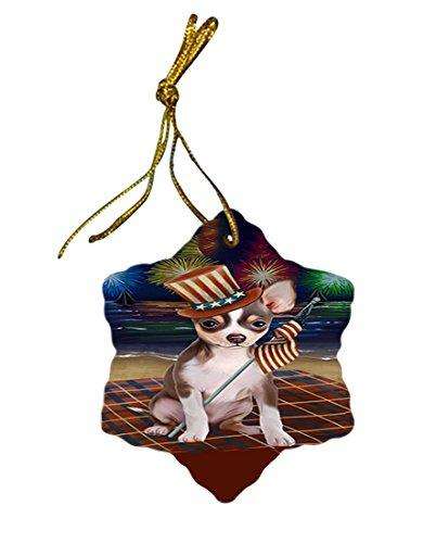 4th of July Independence Day Firework Chihuahua Dog Star Porcelain Ornament SPOR48869