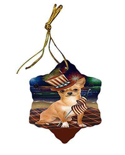 4th of July Independence Day Firework Chihuahua Dog Star Porcelain Ornament SPOR48871