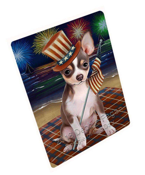 4th of July Independence Day Firework Chihuahua Dog Tempered Cutting Board C50499