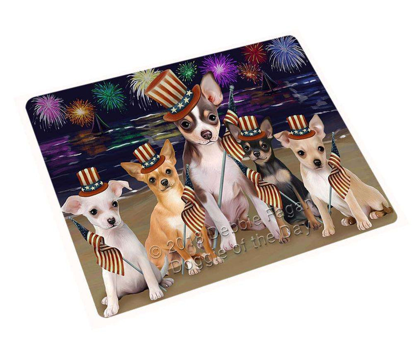 4th of July Independence Day Firework Chihuahuas Dog Blanket BLNKT55506 (37x57 Sherpa)
