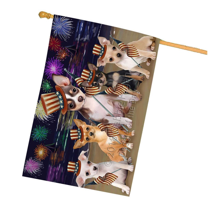 4th of July Independence Day Firework Chihuahuas Dog House Flag FLG48843