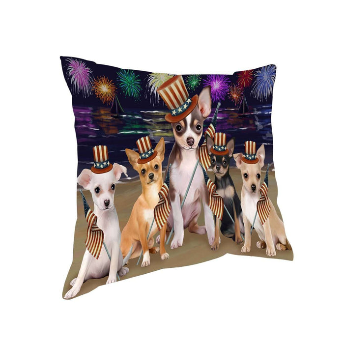 4th of July Independence Day Firework Chihuahuas Dog Pillow PIL51368