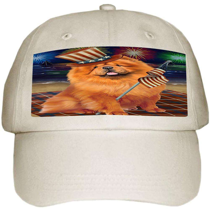 4th of July Independence Day Firework Chow Chow Dog Ball Hat Cap HAT50382
