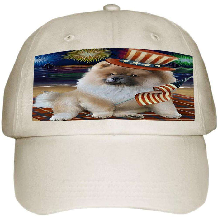 4th of July Independence Day Firework Chow Chow Dog Ball Hat Cap HAT50388