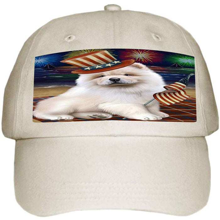 4th of July Independence Day Firework Chow Chow Dog Ball Hat Cap HAT50391