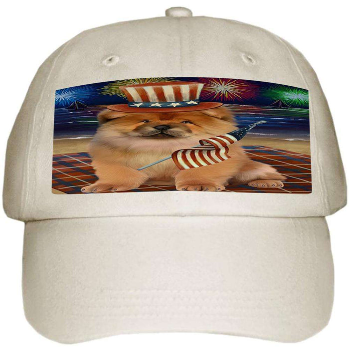4th of July Independence Day Firework Chow Chow Dog Ball Hat Cap HAT50397