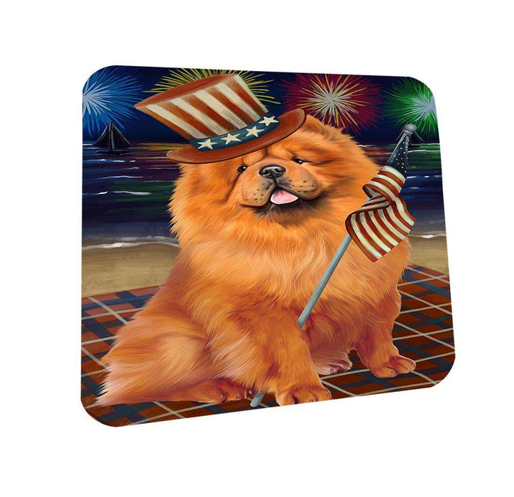 4th of July Independence Day Firework Chow Chow Dog Coasters Set of 4 CST48842