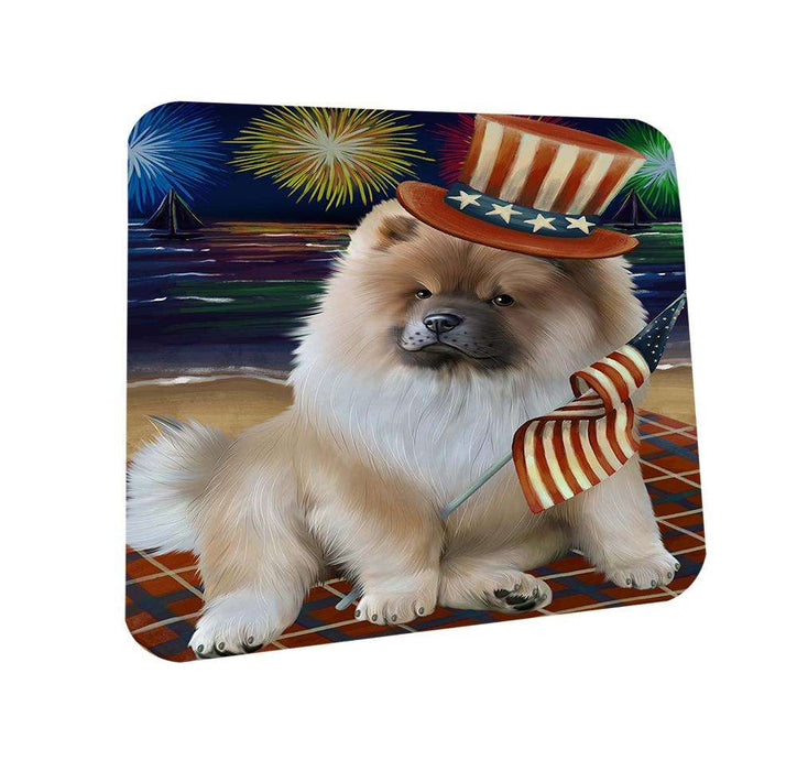 4th of July Independence Day Firework Chow Chow Dog Coasters Set of 4 CST48844