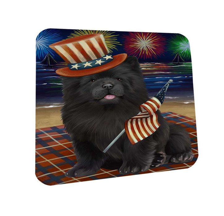 4th of July Independence Day Firework Chow Chow Dog Coasters Set of 4 CST48846