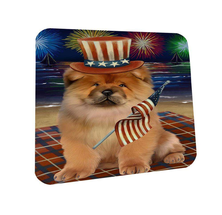 4th of July Independence Day Firework Chow Chow Dog Coasters Set of 4 CST48847