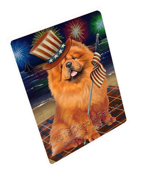 4th of July Independence Day Firework Chow Chow Dog Large Refrigerator / Dishwasher Magnet RMAG53034