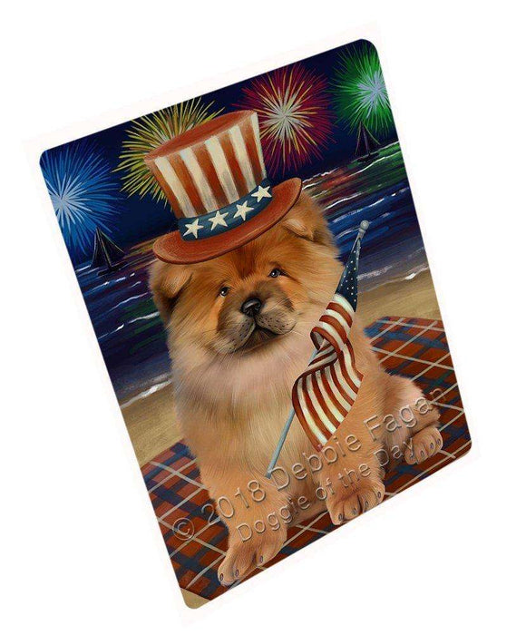 4th of July Independence Day Firework Chow Chow Dog Large Refrigerator / Dishwasher Magnet RMAG53064