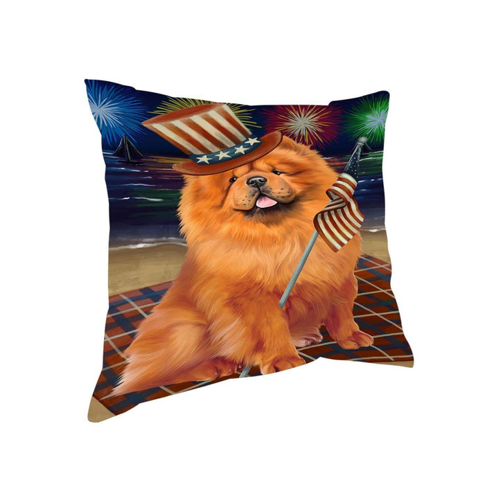 4th of July Independence Day Firework Chow Chow Dog Pillow PIL51388