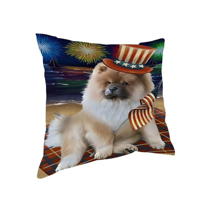 4th of July Independence Day Firework Chow Chow Dog Pillow PIL51396