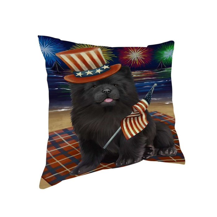 4th of July Independence Day Firework Chow Chow Dog Pillow PIL51404