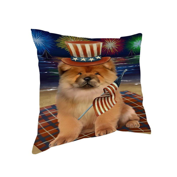 4th of July Independence Day Firework Chow Chow Dog Pillow PIL51408