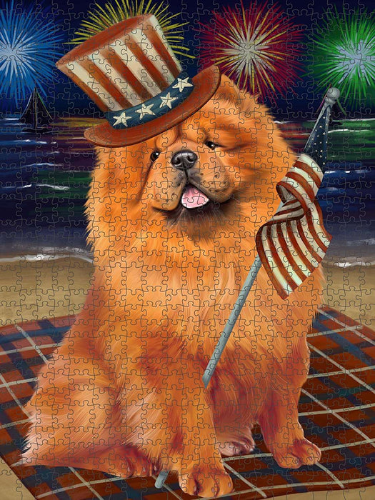 4th of July Independence Day Firework Chow Chow Dog Puzzle with Photo Tin PUZL50832