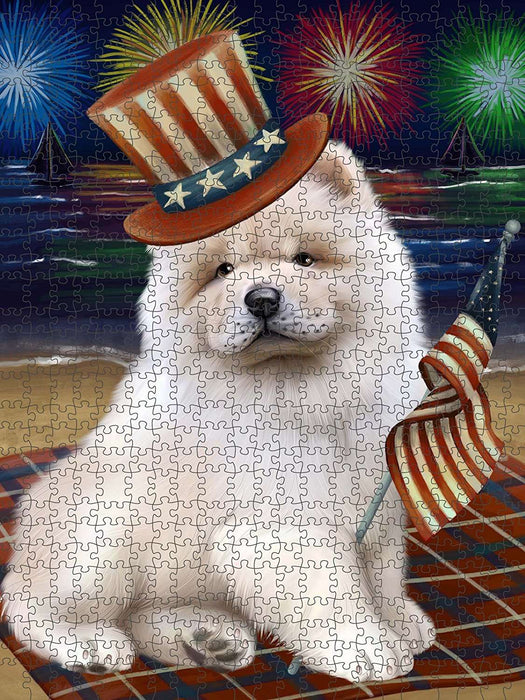 4th of July Independence Day Firework Chow Chow Dog Puzzle with Photo Tin PUZL50841