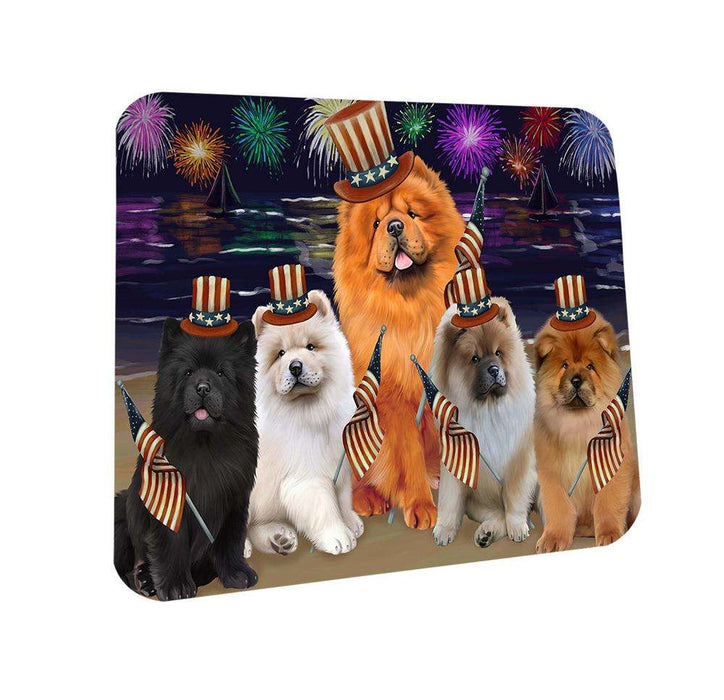 4th of July Independence Day Firework Chow Chows Dog Coasters Set of 4 CST48843