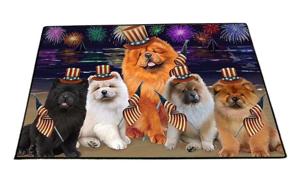 4th of July Independence Day Firework Chow Chows Dog Floormat FLMS49395