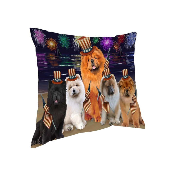 4th of July Independence Day Firework Chow Chows Dog Pillow PIL51392