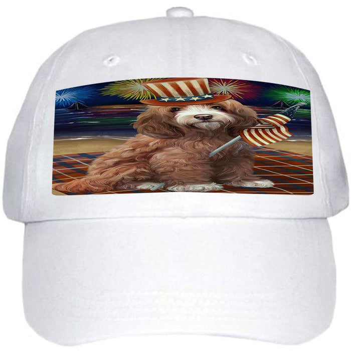 4th of July Independence Day Firework Cockapoo Dog Ball Hat Cap HAT59970