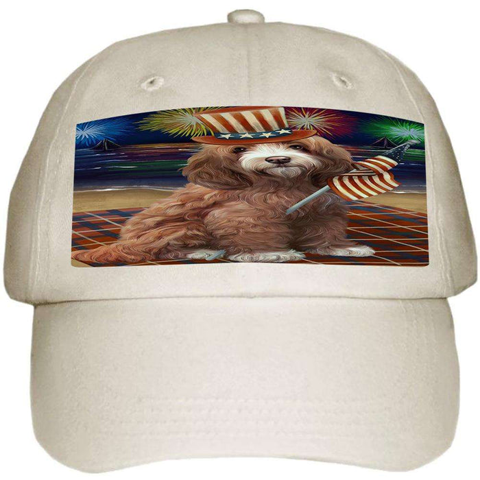 4th of July Independence Day Firework Cockapoo Dog Ball Hat Cap HAT59970