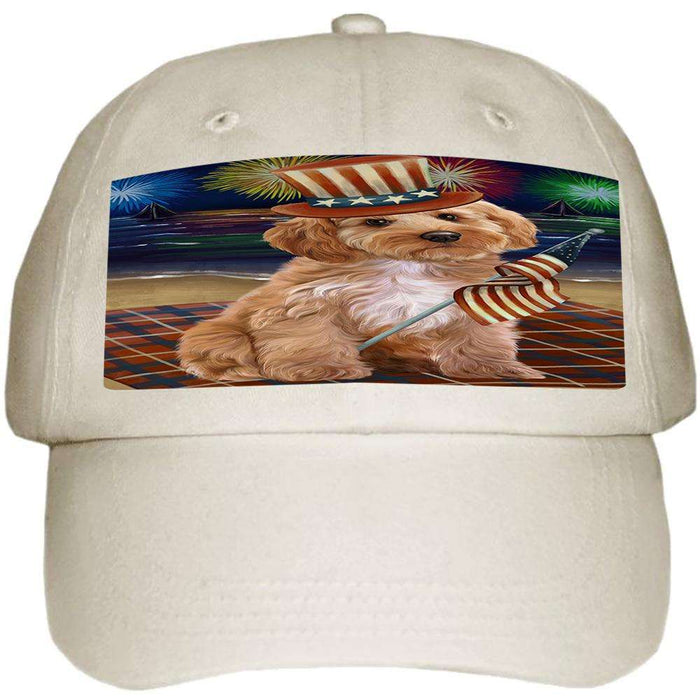 4th of July Independence Day Firework Cockapoo Dog Ball Hat Cap HAT59976