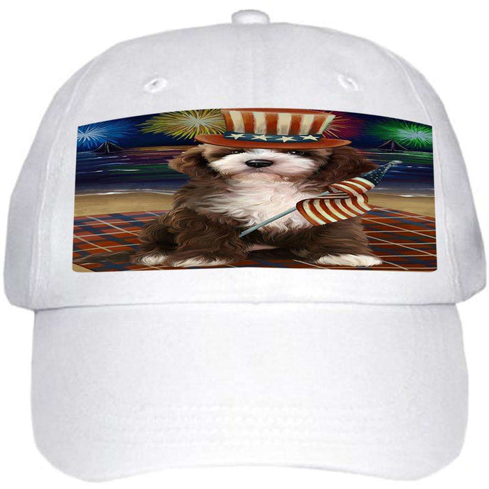 4th of July Independence Day Firework Cockapoo Dog Ball Hat Cap HAT59979