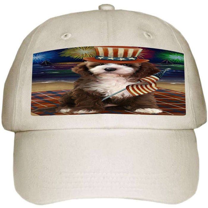 4th of July Independence Day Firework Cockapoo Dog Ball Hat Cap HAT59979