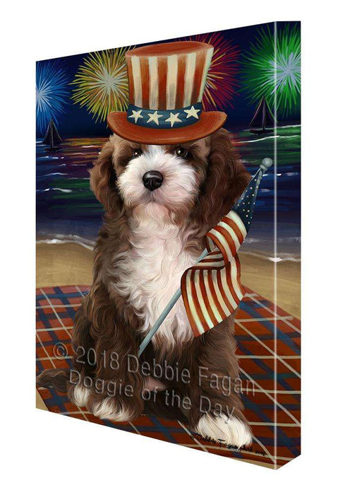 4th of July Independence Day Firework Cockapoo Dog Canvas Print Wall Art Décor CVS88577