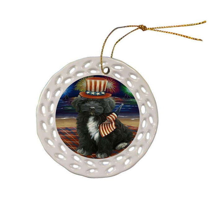 4th of July Independence Day Firework Cockapoo Dog Ceramic Doily Ornament DPOR52421