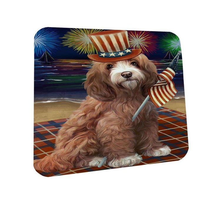 4th of July Independence Day Firework Cockapoo Dog Coasters Set of 4 CST51986