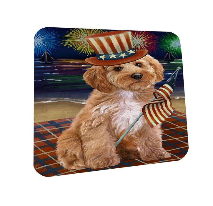 4th of July Independence Day Firework Cockapoo Dog Coasters Set of 4 CST51988