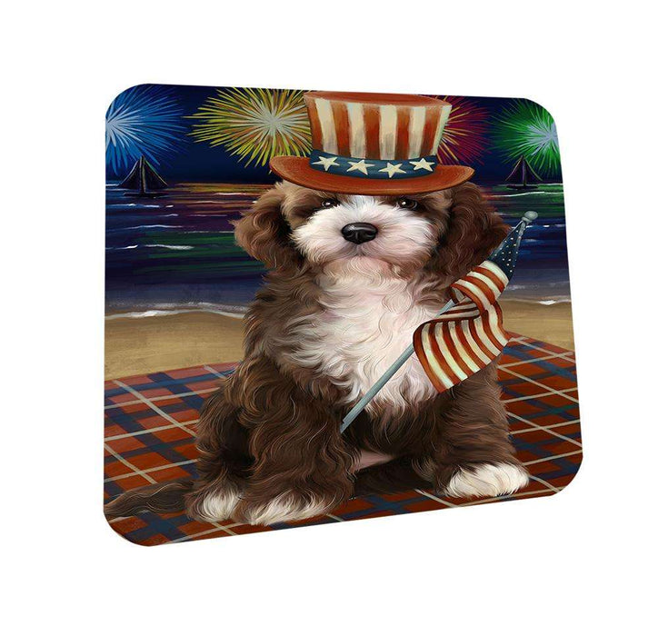 4th of July Independence Day Firework Cockapoo Dog Coasters Set of 4 CST51989