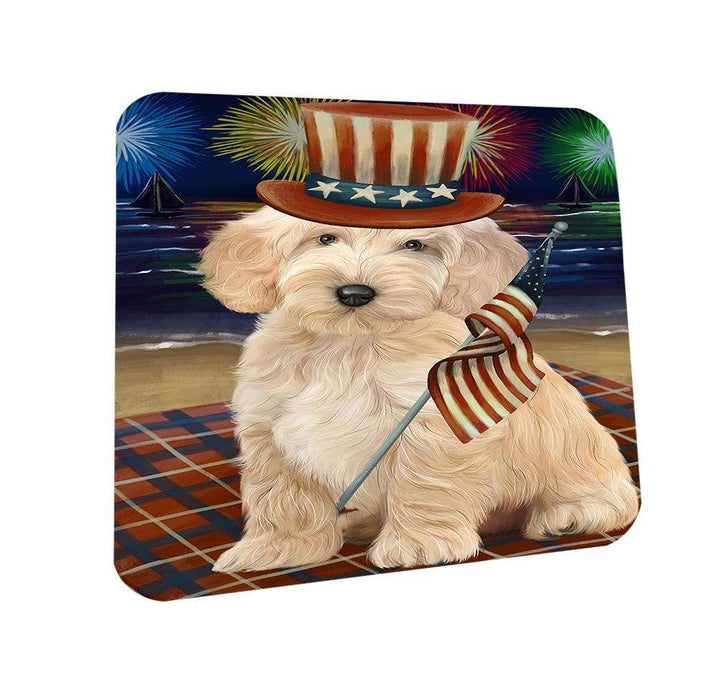 4th of July Independence Day Firework Cockapoo Dog Coasters Set of 4 CST51991