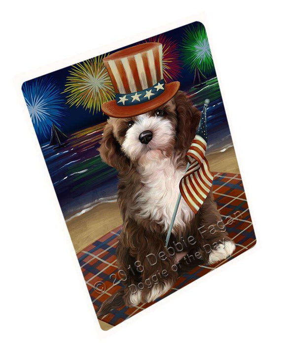 4th of July Independence Day Firework Cockapoo Dog Cutting Board C60339