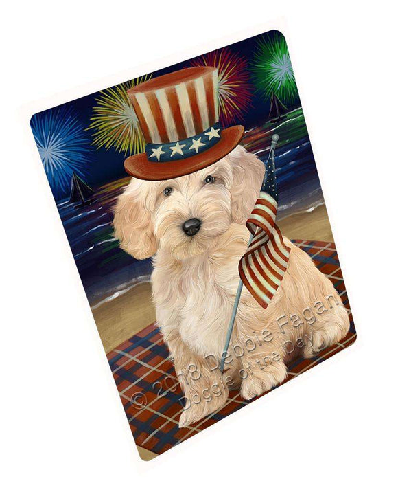 4th of July Independence Day Firework Cockapoo Dog Cutting Board C61359
