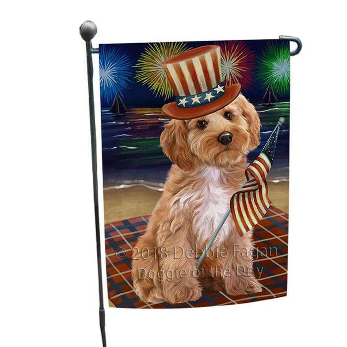 4th of July Independence Day Firework Cockapoo Dog Garden Flag GFLG52026