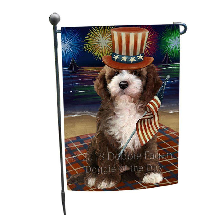 4th of July Independence Day Firework Cockapoo Dog Garden Flag GFLG52027