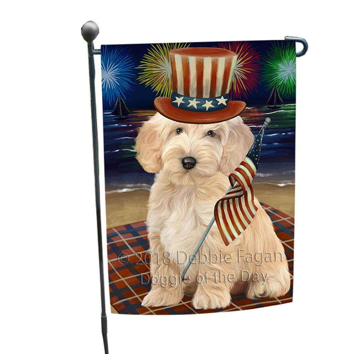 4th of July Independence Day Firework Cockapoo Dog Garden Flag GFLG52029