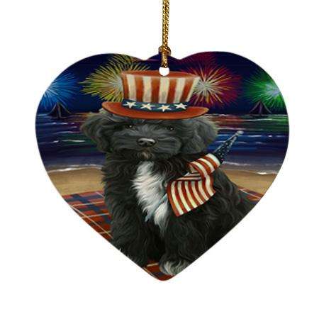 4th of July Independence Day Firework Cockapoo Dog Heart Christmas Ornament HPOR52031