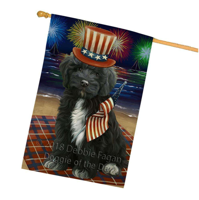 4th of July Independence Day Firework Cockapoo Dog House Flag FLG52164