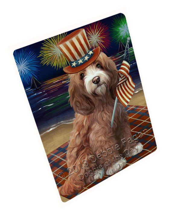 4th of July Independence Day Firework Cockapoo Dog Large Refrigerator / Dishwasher Magnet RMAG72660