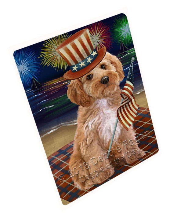 4th of July Independence Day Firework Cockapoo Dog Large Refrigerator / Dishwasher Magnet RMAG72672