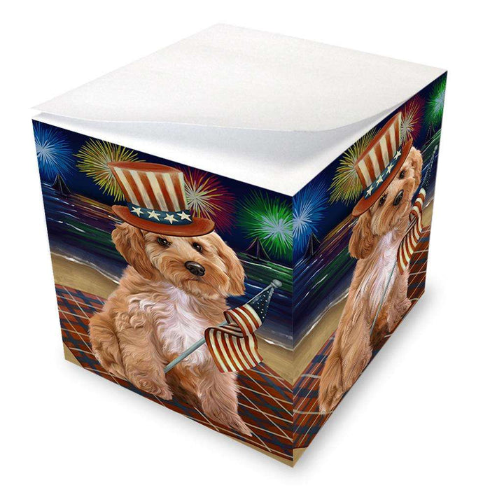 4th of July Independence Day Firework Cockapoo Dog Note Cube NOC52029